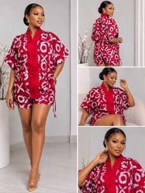 Red XO African Print Two-Piece | Cotton |